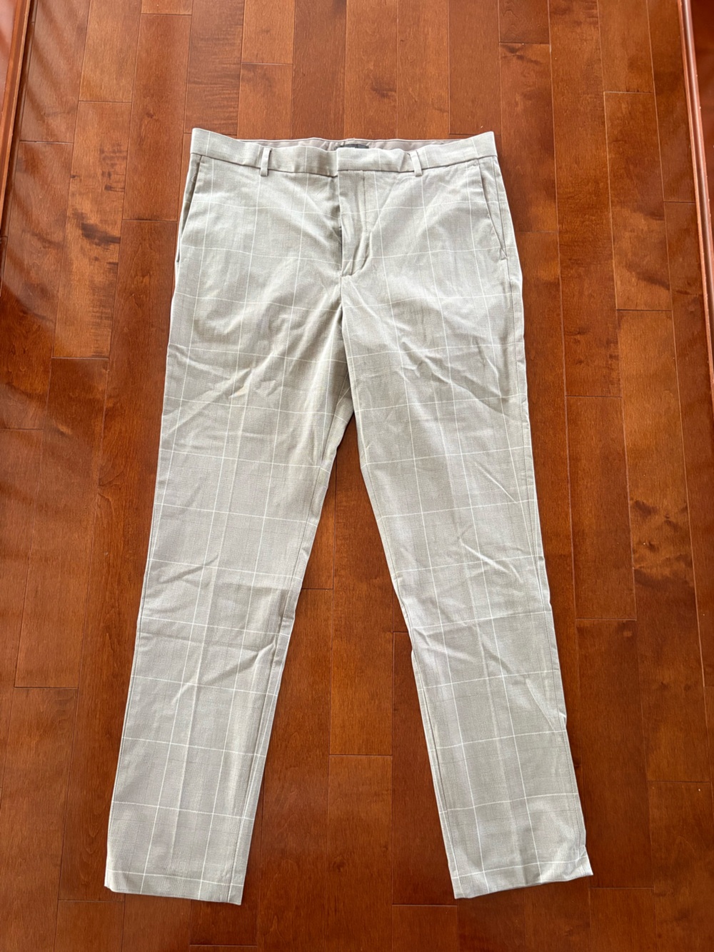 H&M Light Gray Windowpane Chinos